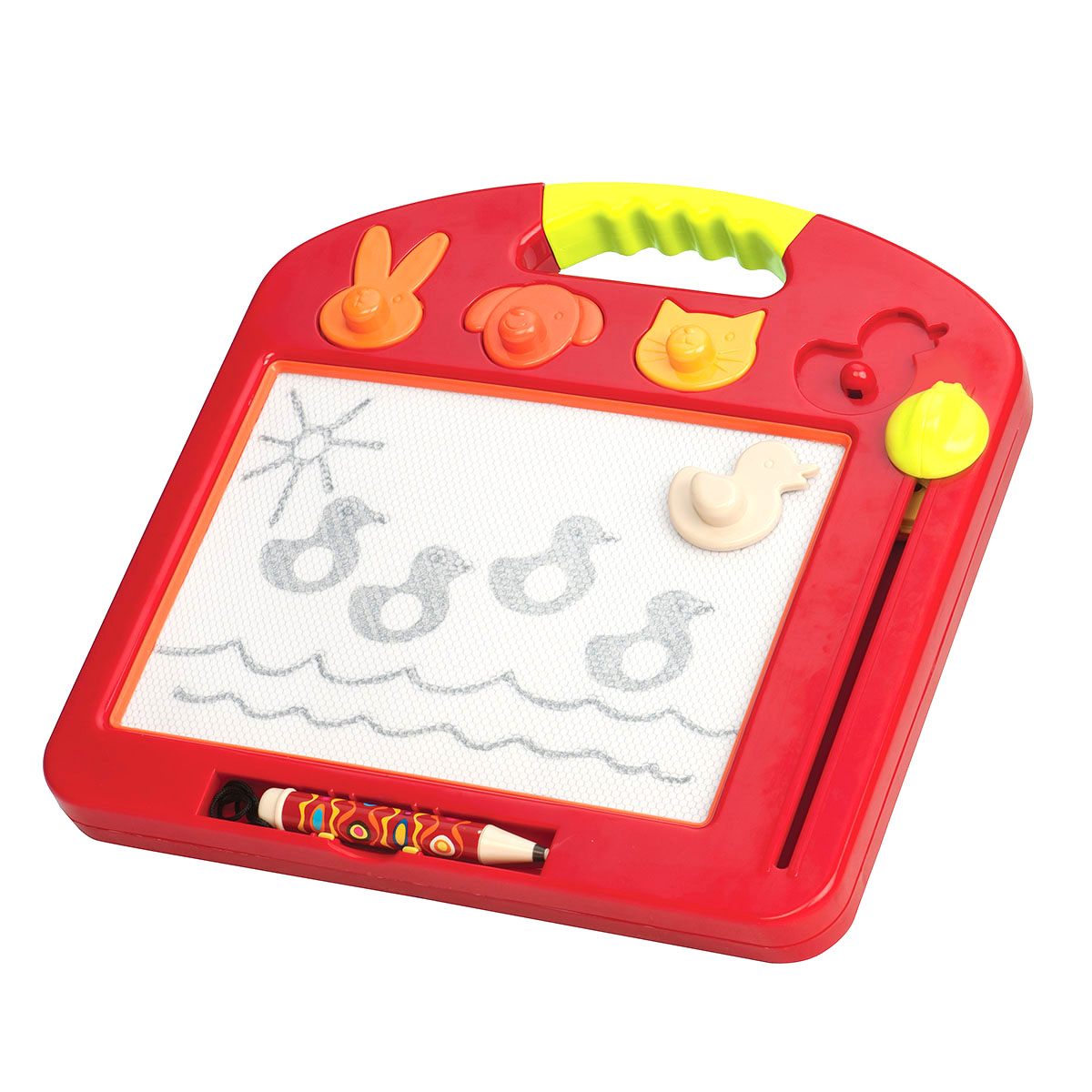 Фото2 Развивающая магнитная доска для рисования – РАФАЭЛЬ (4 штампа, томатная) Каталог